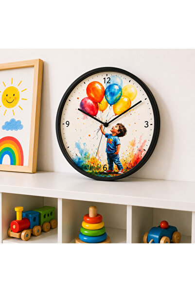 Defkay Çocuk Odası Duvar Saati - 30 cm - Ahşap El yapımı - Sessiz Mekanizma