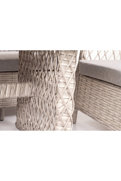 KalyonHome Gardeniza Sorrento Rattan 2+1+1 Bahçe Balkon Premium Oturma Grubu Masa Takımı Krem