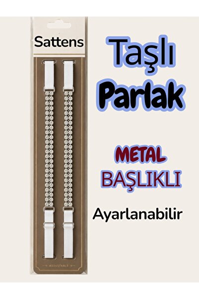 ÇamaŞırcıM Taşlı Parlak Metal Başlıklı Ayarlanabilir Sütyen Askısı