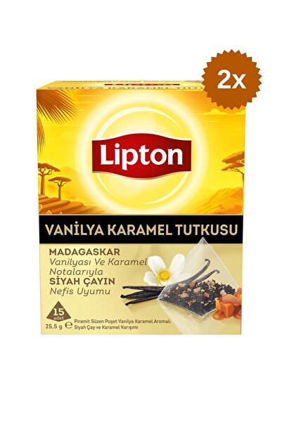 Lipton Vanilya Karamel Aromalı Piramit Poşet Çay 15'li x 2 Adet