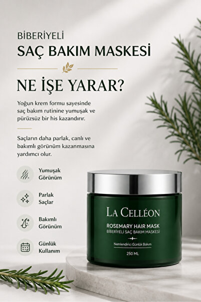 la celleon Biberiye Saç Bakım Seti | Saf Biberiye Suyu 100 ml + Biberiye Saç Bakım Maskesi 250 ml | Avantajlı 2'li Set