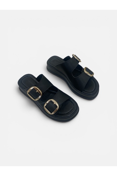ceylanlardeluxe Thick Sole Double Buckle Women's Slippers
