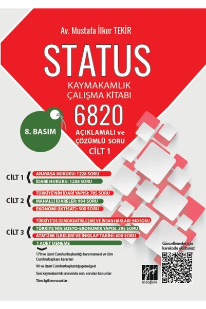 Gazi Kitabevi Status Kaymakamlık Çalışma Kitabı 6820 Açıklamalı Ve Çözümlü Soru