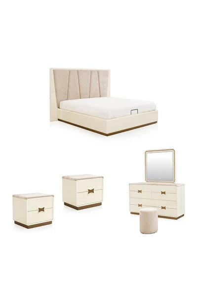 Midas Furniture طقم غرفة نوم خشبي بدون خزانة ملابس مقاس كينج 234×213×150 سم ب...