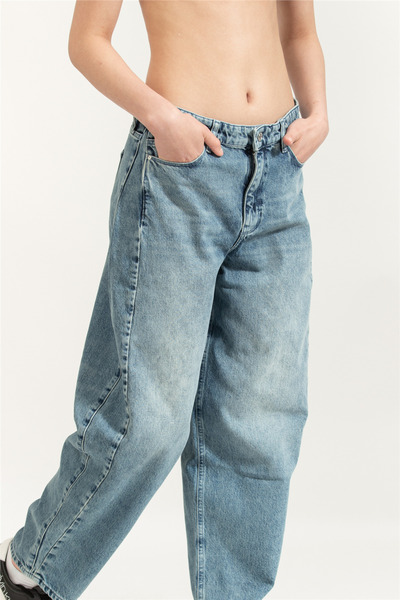 Karl Lagerfeld Barrel Denim Pants Kadın Jean Pantolon Mavi