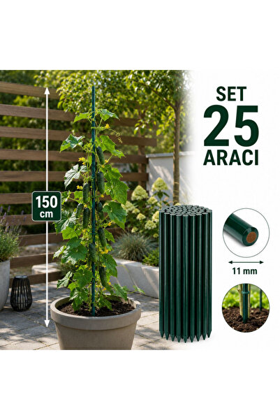 PROCART Suporturi pentru plante, lungime 150 cm, diametru 11 mm, verzi, set d...