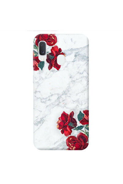Other Samsung A20E red roses marble Transparent Silicone TPU Θήκη