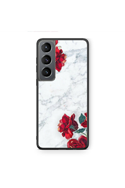 Other Samsung S21 PLUS red roses marble Black Glossy Θήκη