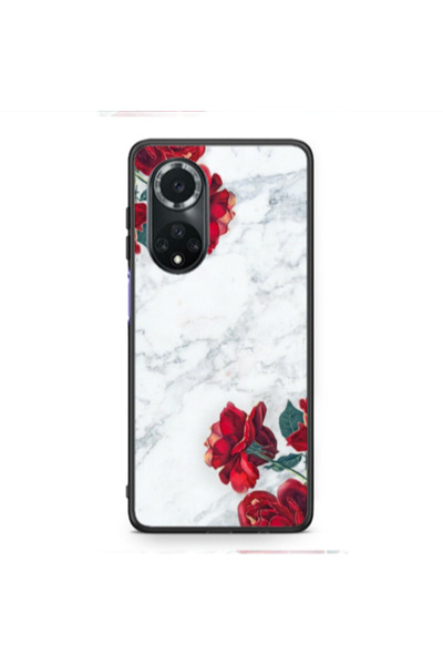Other Huawei Nova 9 red roses marble Black Glossy Θήκη