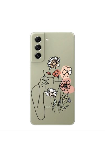 Other Samsung S21 FE Lady with Flowers Transparent Silicone TPU Θήκη