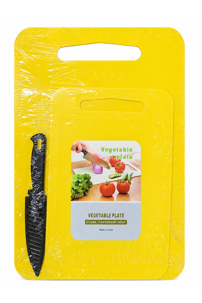 OEM Plastic Kitchen Chopping Board Top Bottom Set with Knife