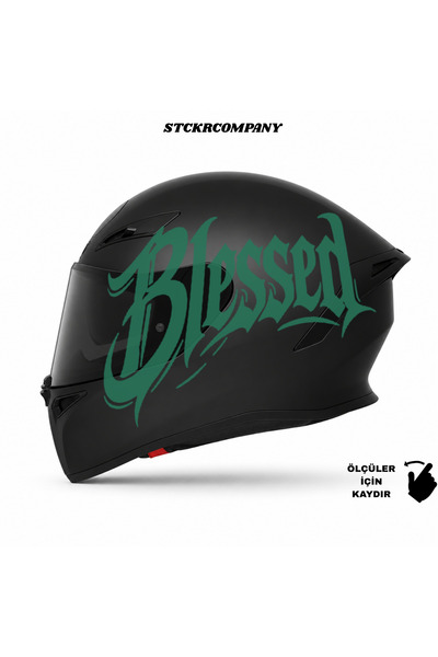 STCKRCO Blessed Kask Sticker – Motor Kaskı İçin Premium Yazı Kaligrafik Sticker