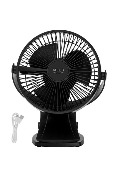 adler Desk fan with clip, AD 7342, Rechargeable, 15.5 cm, 360° rotation, USB-...