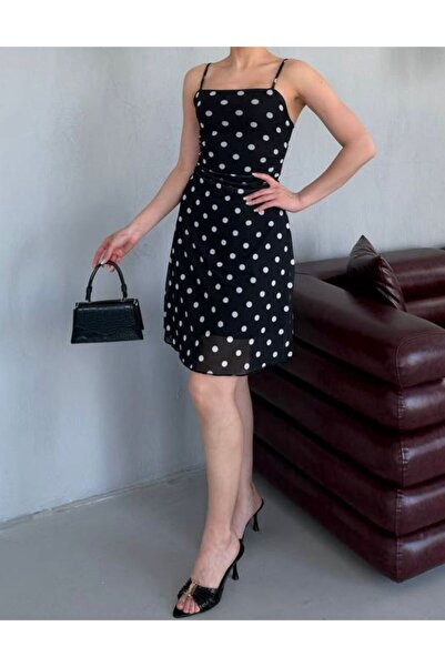 rose tml giyim Women's Strappy Lined Tulle Polka Dot Dress