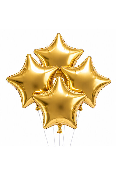 Ropet Top Bottom Set of 4 Star Foil Balloons, Gold, 25 cm,