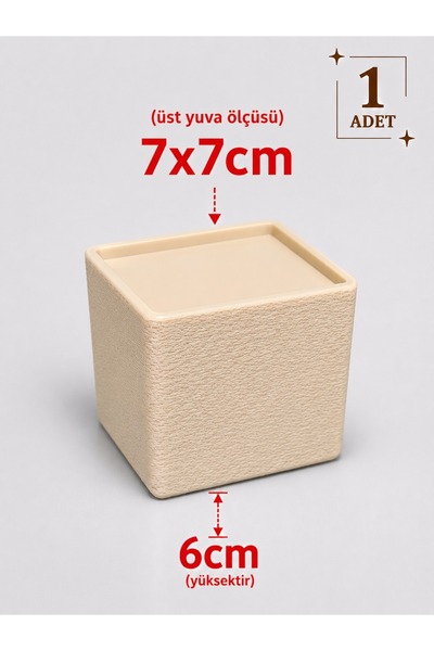 Printorium Mobilya Ayak Yükseltici 1 Adet Kare Ayak Uyumlu 5x5 cm 7x7 cm Kolt...