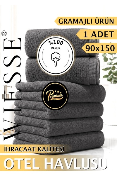 WİESSE 90x150 ANTRASİT HAVLU - PREMIUM KALİTE - 850 GR