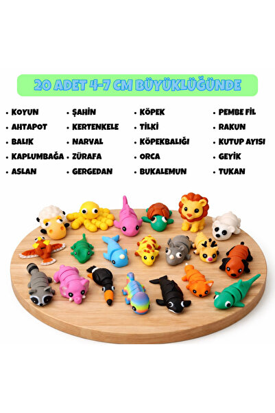 Tavşan Yumi Hareketli Hayvan Figürlü Oyuncak Anahtarlık 20'li Set / 4-7 cm Bü...