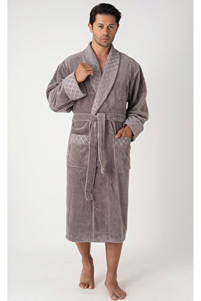 Nuşa Men's Shawl Collar Quilted Bamboo Cotton Soft Absorbent Luxury Bathrobe