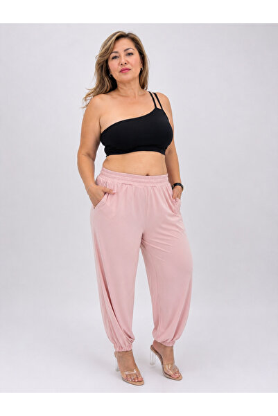 carmito Plus Size Belted High Waist Lycra Balloon Cut Elastic Cuff Knitted Wo...
