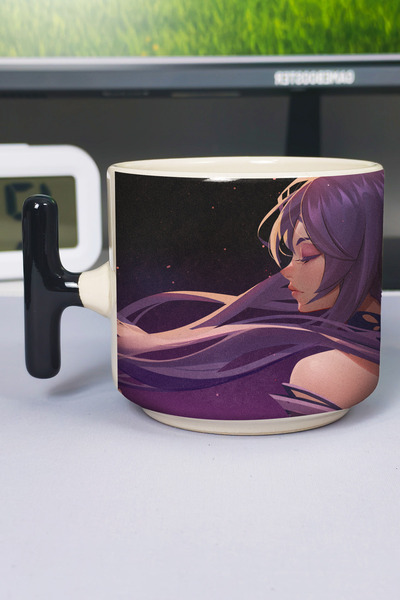 ZipZap Keqing Genshin Impact Printed Ceramic Luxury Mug (1 Piece) T-Shaped Sp...