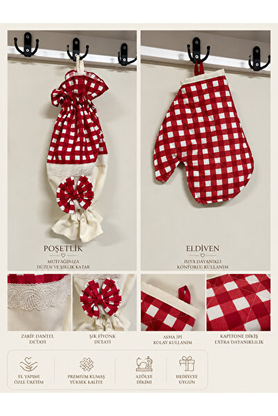 GÖKDAĞ BEDDING El Yapımı Vintage Mutfak Seti – Su İtici Premium Önlük + Fırın...