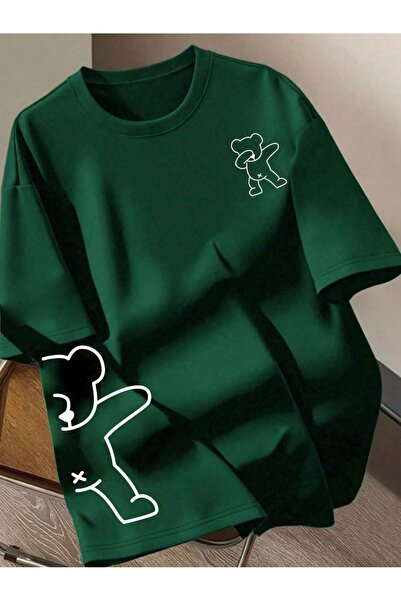 classy moda Άνετη εφαρμογή, Oversize, Μίνιμαλ μπλούζα με στάμπα μπροστά, κοντ...