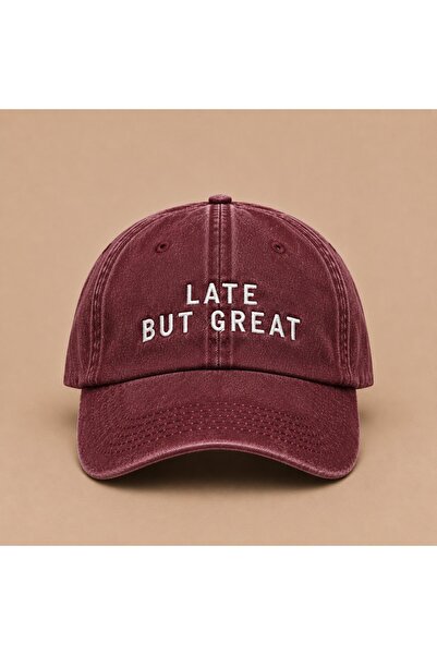 WeavedCo Late but Great Embroidered Vintage Washed Cap Hat