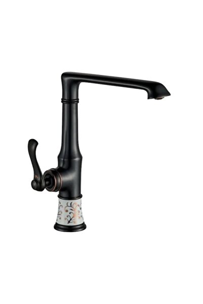 Filia Yapı Porcelain Patterned Black Kitchen Sink Faucet