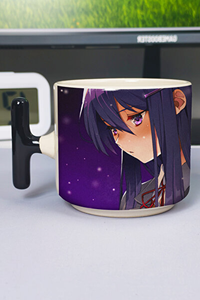 ZipZap كوب سيراميك فاخر مطبوع من DDLC (قطعة واحدة) بمقبض أسود خاص على شكل حرف...