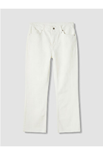 LC Waikiki New Season White Crop Flare Women's Jean Trousers