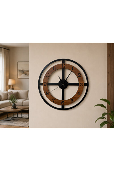 MORPELA 40 Cm Modern Dekoratif Duvar Saati Ceviz Renk MDF Sessiz Akar Mekaniz...
