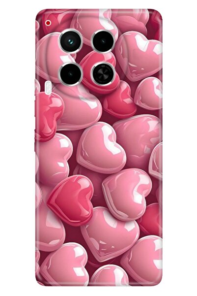 TECNO Camon 30 (CL6) Kılıf Yansıyan Kalpler Temalı Desenli Darbe Emici Silikon