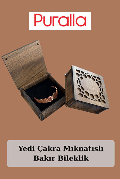 Puralia Magnetic Seven Chakra Copper Bracelet with Wooden Box