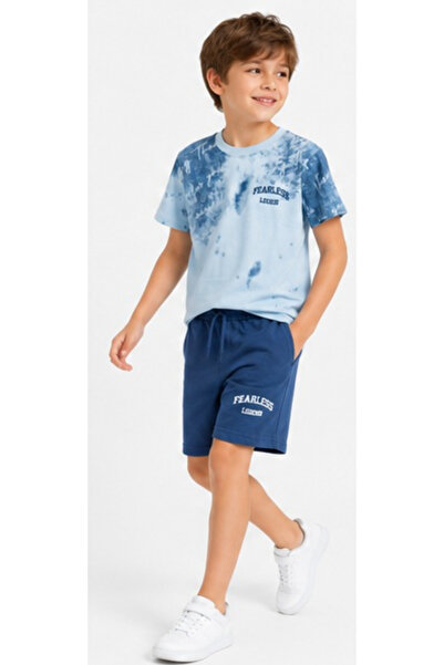 İrem Çocuk Giyim Boys' Fearless Lettered Color-Shift T-Shirt Shorts Set with ...