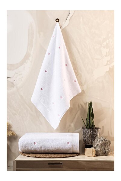 LC Waikiki Nevavm Farkıyla Love Series Embroidered Micro Cotton Bath Towel Se...