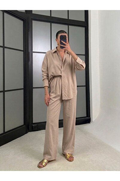 My Blog Set pantaloni și cămașă echivalent Mink Md - 30137