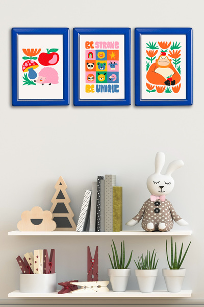 Tilki Dünyası Set de 3 rame A5 pentru decorarea pereților camerei copiilor și...