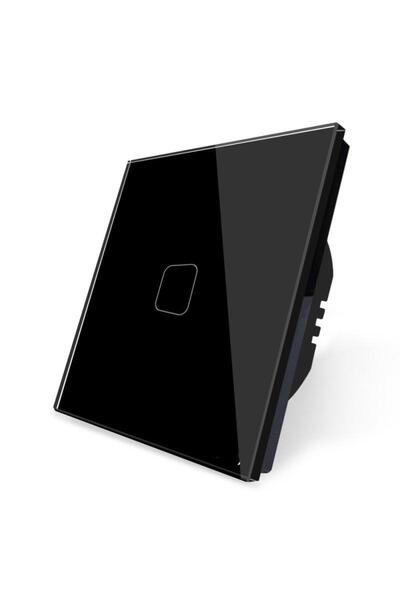NewEra SmartHouse Comutator tactil simplu, panou tactil din sticlă, negru