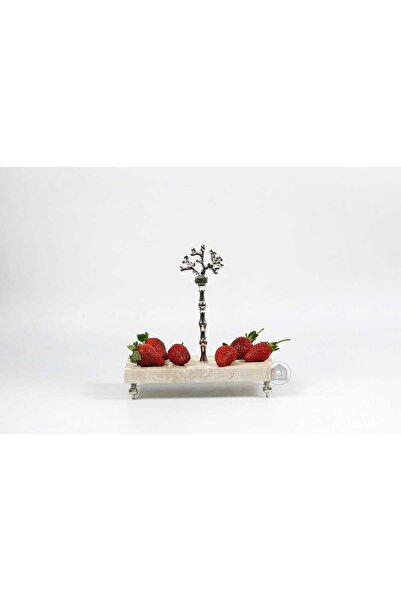 Ege Home Decoration Decorative Natural Travertine Marble Presentation Tray wi...