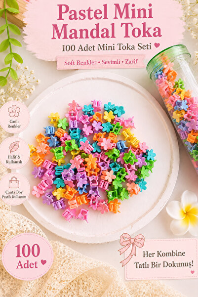 Nisankids 100 Adet Mini Mandal Toka Seti – Kız Çocuk Saç Aksesuarı