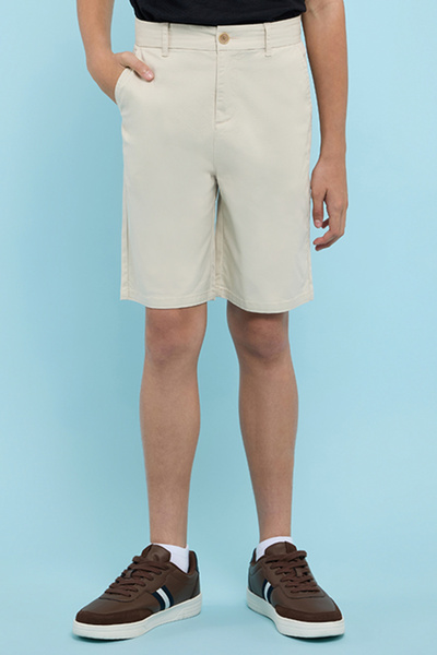 R&B Solid Shorts with Button Closure
