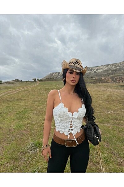 Aida Fashion Güpürlu kuşgözu Crop