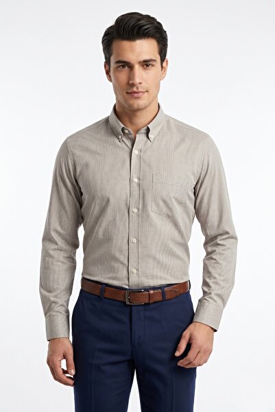 KAMER Men's Large Size Classic Single Pocket Long Sleeve Shirt 4069 Bgl-St05529