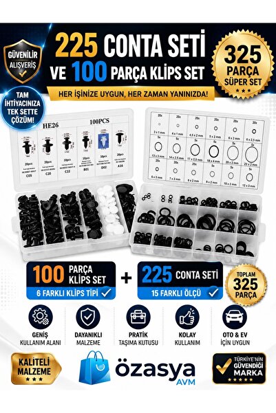 Özasya AVM 225 PARÇA CONTA SETİ + 100 PARÇA OTO KLIPS
