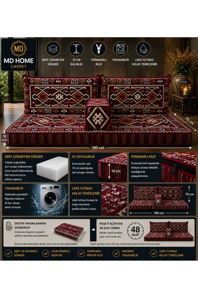 md home carpet Şark Köşesi Minder Takımı Yıkanabilir Fermuarlı Sert Süngerli Özel Dokuma 10 CM Kalınlıkta