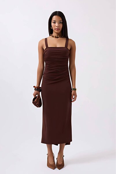 1way Midi Dress in Brown Color