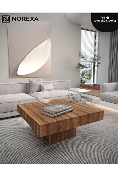 NOREXA Premium Modern Orta Sehpa Beyaz Salon Sehpası Minimal Tasarım Kare Sehpa