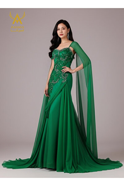 ASIAN Evana Dress Evana Evening Gown Made of Chiffon Fabric with Luxurious Em...