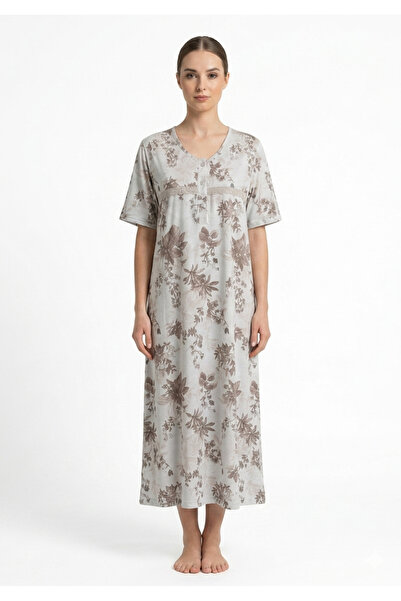 Noom Nightwear Short Cotton Nightgown Printed Flowers